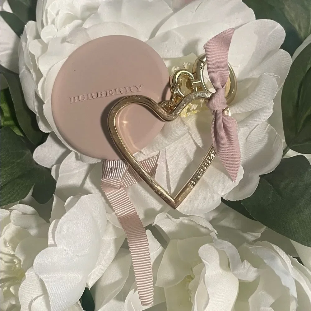 Burberry Pink Heart Keychain And Burberry Pink Mirror